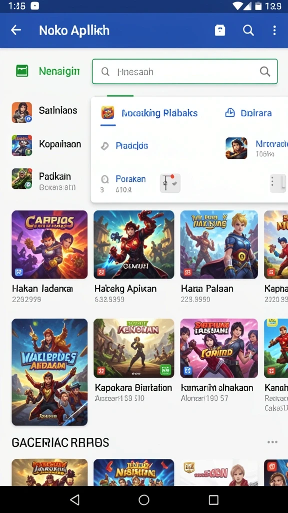 Tampilan layar utama dengan pilihan permainan menarik.
