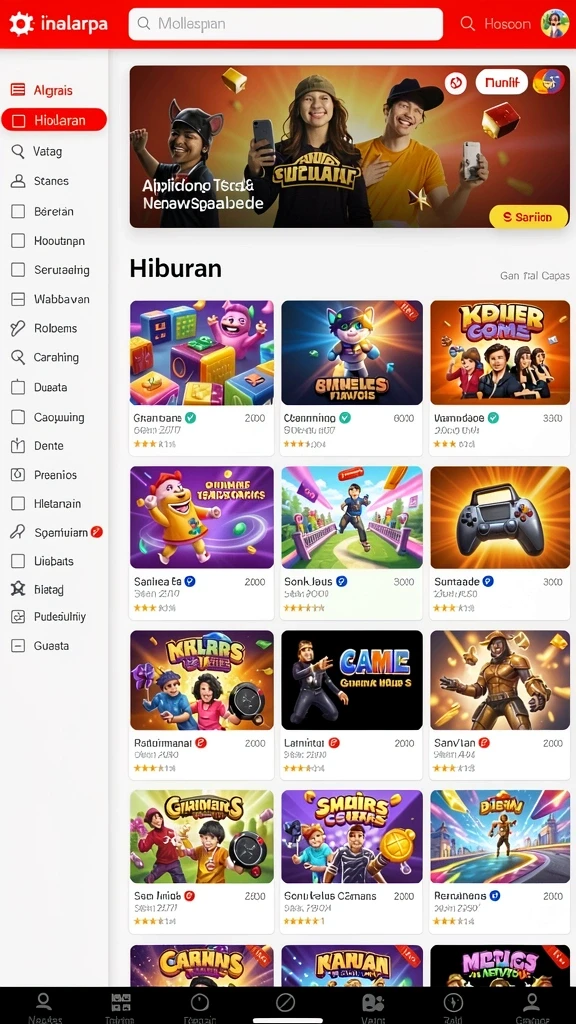 Gameplay interaktif dengan berbagai pilihan permainan.