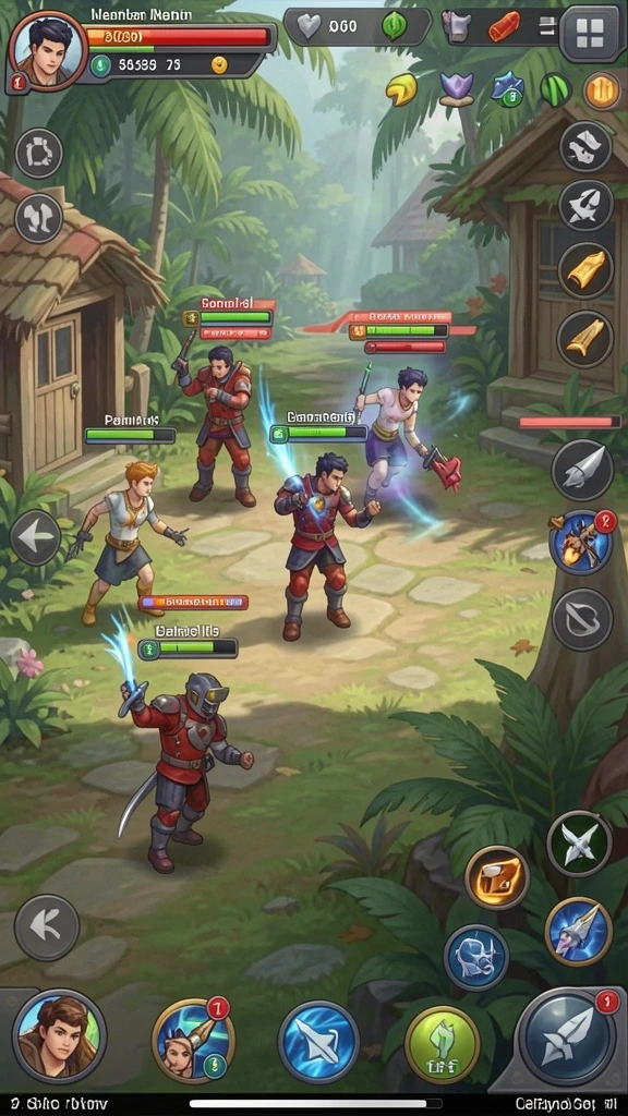 Screenshot ini menunjukkan karakter utama di tengah pertempuran epik.
